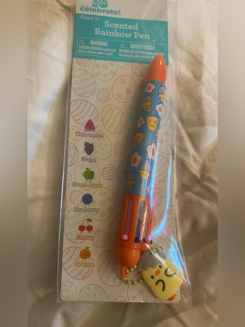 Easter Scented Rainbow Pen 6 Color Chick Charm Multi Ink Pen New